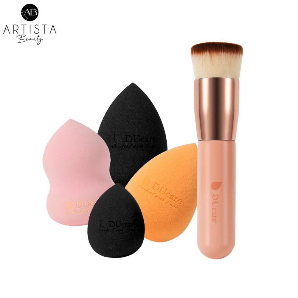 DUcare 4+1Pcs Kabuki Foundation Brush & Makeup Spo